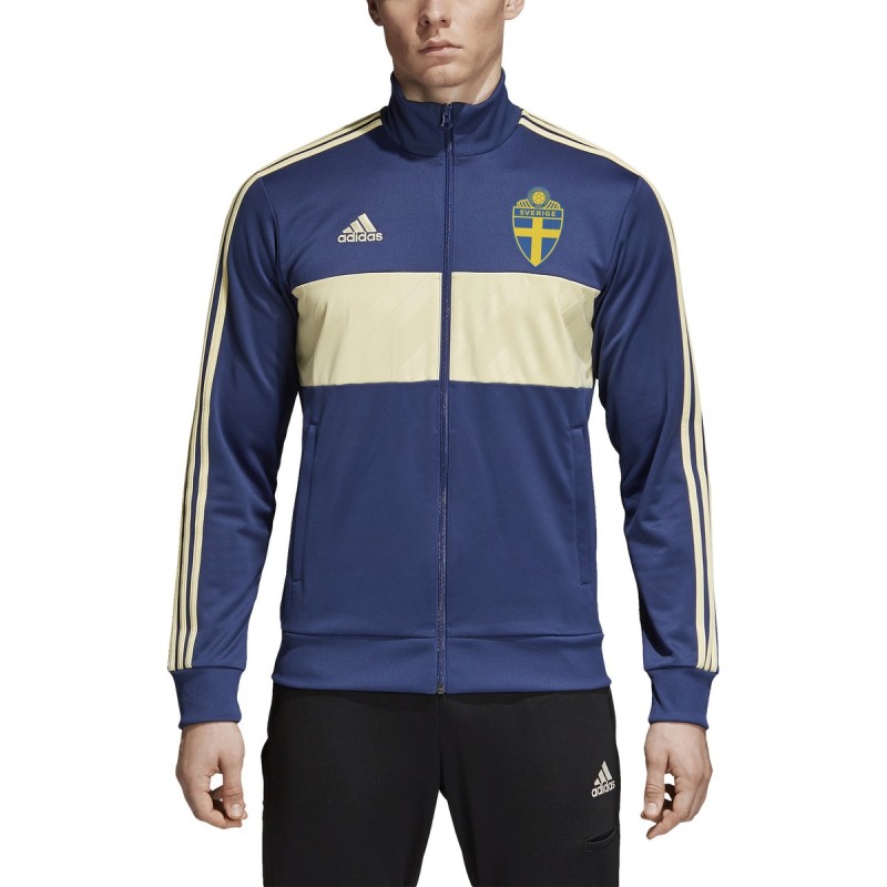 Sweden SVFF sweatshirt track top 3 blue stripes 2018/19 Adidas